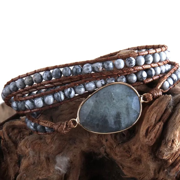 Boho Semi Precious Stone Bracelet Wrap or Necklace - Picture 3 of 3